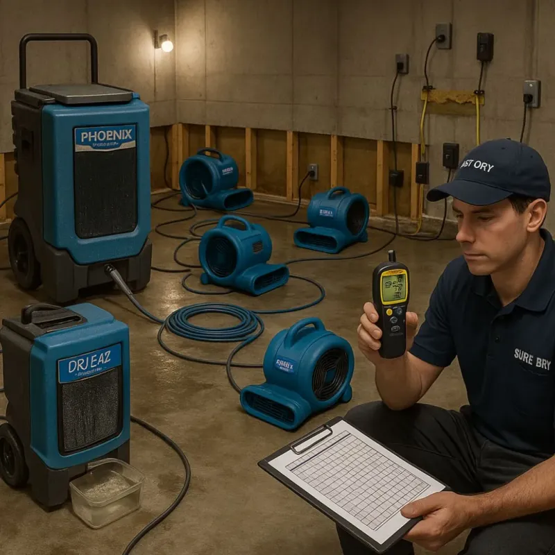 Structural Drying and Dehumidification process in Redwood City, CA